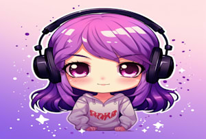 cute icon and avatar for twitch in anime chibi style