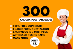 为YouTube频道提供了300个烹饪食谱视频