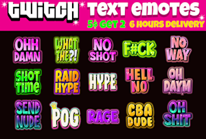 5 Text Emotes 200 IQ Love Ggwp Rip Sub Hype 