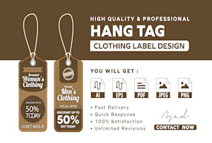 I will design custom clothing tags, hang tags for $10, freelancer LeoSL  (LeoSL) – Kwork