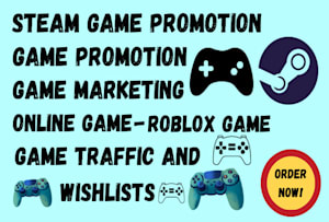 I will do organic steam, steam game, roblox, roblox game, online game  promotion - FiverrBox