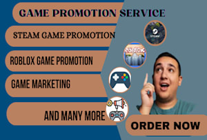 A Steam game promotion, Roblox game promotion, or organic followers