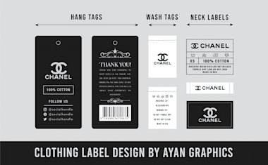 2pc Large Clothing Tag Designer LABEL ChanelReplacement + Instruction Labels