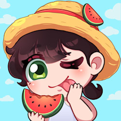 Premium AI Image  Anime girl with straw hat and watermelon in