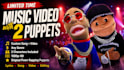 create and record a song on video with 2 puppets