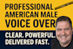 record a professional american male voice over in clear english