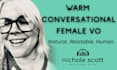 record a warm, professional american female voice over
