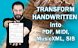 convert sheet music to PDF, midi, XML, or sibelius