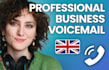 record a professional female UK english voicemail phone message IVR