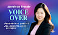 record a sincere friendly american female voice over