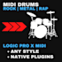 program amazing rock or metal drums with midi