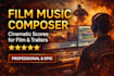 compose dramatic cinematic film score for movies and trailer