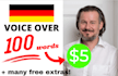 produce a male german voice over in a unique deep voice