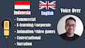 record voice over in indonesia and english