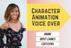 record a voice over for your female animation character