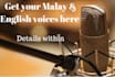 record a female malay or english voice over