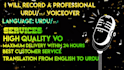 record a professional urdu voice over
