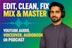 professionally edit, clean, and master your audio, podcast, or audiobook