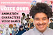 deliver a young male voice over for characters