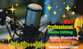 do audio editing, audio mixing, mastering and noise reduction