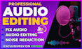 do noise reduction, audio editing, cleaning and fix audio in audacity