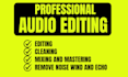 do audio clean up, audio editing, fix and repair,  remove noise, wind and echo