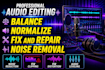 repair, balance, normalize voice, clean, fix, clipped, distorted audio in video