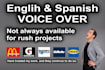 record an english or spanish pro voice over for you