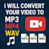 convert any video to mp3, mp4, wav with fast delivery