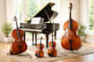 compose orchestral strings section using violin, viola, cello and piano