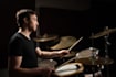 record session drum tracks at a professional studio