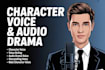 perform deep male character voice acting for roleplay audio