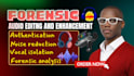 do forensic audio editing, vocal isolation, audio enhancement, visualization