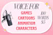 record professional character voice