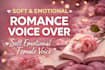 narrate romance and fiction in a soft emotional female voice