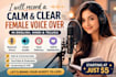 record a calm female voice over in english hindi telugu