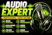 professionally enhance audio, remove noise, fix bad sound and improve voices