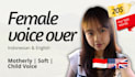 record a warm female voice over in indonesian and english