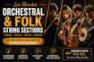 record a live orchestral strings section using violin viola cello banjo folk
