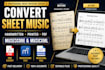 convert handwritten printed sheet music pdf into musescore musicxml file