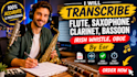 transcribe flute clarinet recorder mandolin banjo fiddle string quartet precise