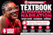 textbook audiobook narration study guide narration female voice elearning warm