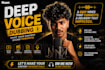 record a deep male voice over in english or hindi