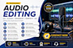 do audio podcast transcription editing remove background noise, echo, audiobook
