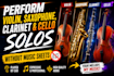 perform violin, saxophone, clarinet and cello solos without music sheets