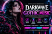 create darkwave,  gothic music with cyberpunk and synthwave