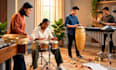 record live percussion, bongo, conga, vibraphone and steelpan