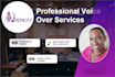 create a fully produced american female voice over