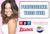 record a professional american female voice over
