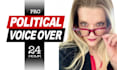 record an american female voice over for political ads